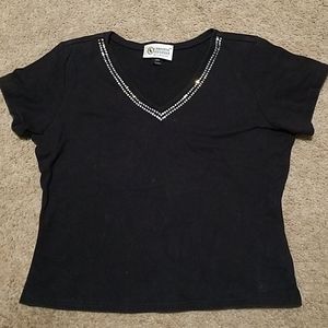 Christine Alexander Black Rhinestone Shirt e